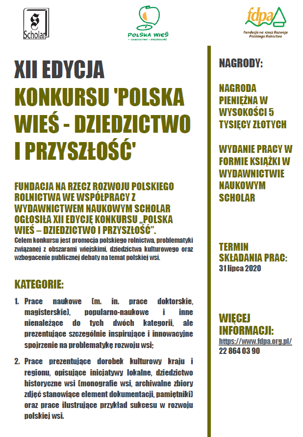 plakat konkursu Polska wiś - dziedzictwo i przyszłóść