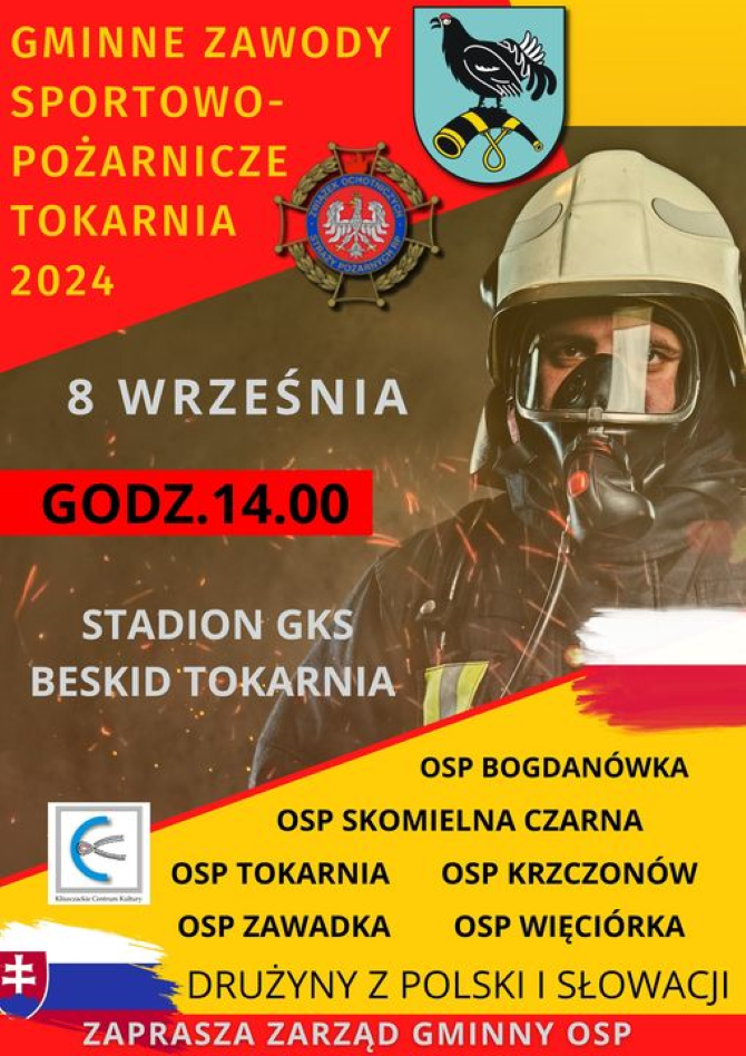 plakat Gminne Zawody Pożarnicze Tokarnia 2024